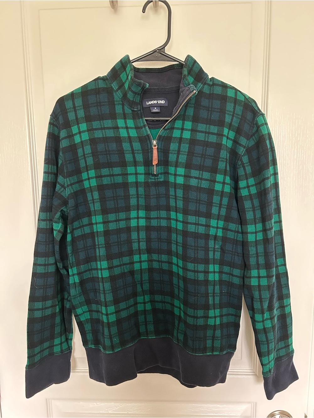 Lands' End Plaid Quarter-Zip Sweater